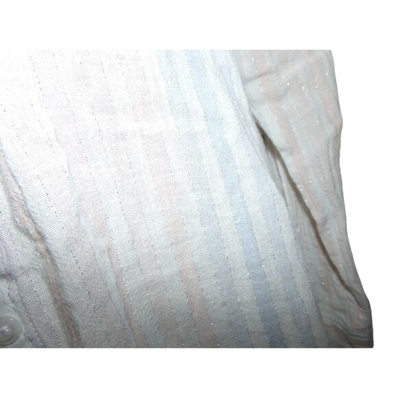 Rails Charli Barcelona Stripe linen blend shirt size XS white/ink/blue/silver - Picture 2 of 5